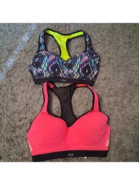 Victoria's Secret VSX Sport 32D Sports Bra Lot - Incredible Pink Geometric